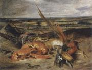 Eugene Delacroix Style life with lobster oil on canvas